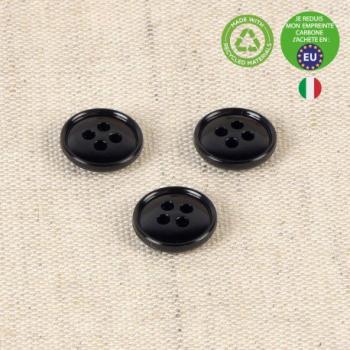 Kunststoffknopf in Schwarz recycelt, 11 mm Durchmesser